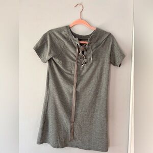Garage Gray Lace-Up Short Sleeve Dress